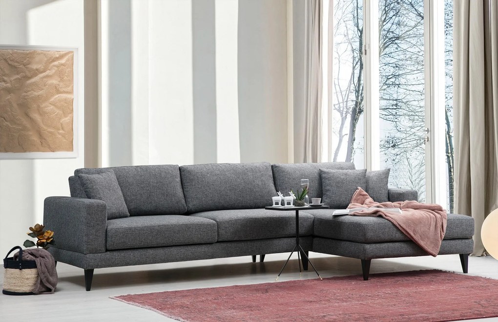 Sofá-Cama de Canto Nordic – Cinzento Escuro – 303 cm x 160 cm