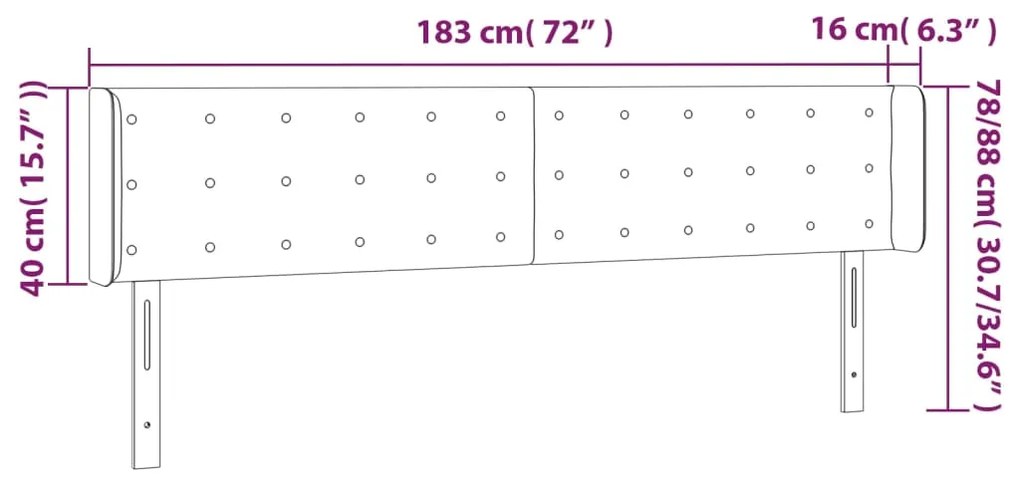 Cabeceira cama c/ luzes LED tecido 183x16x78/88 cm cinza-claro