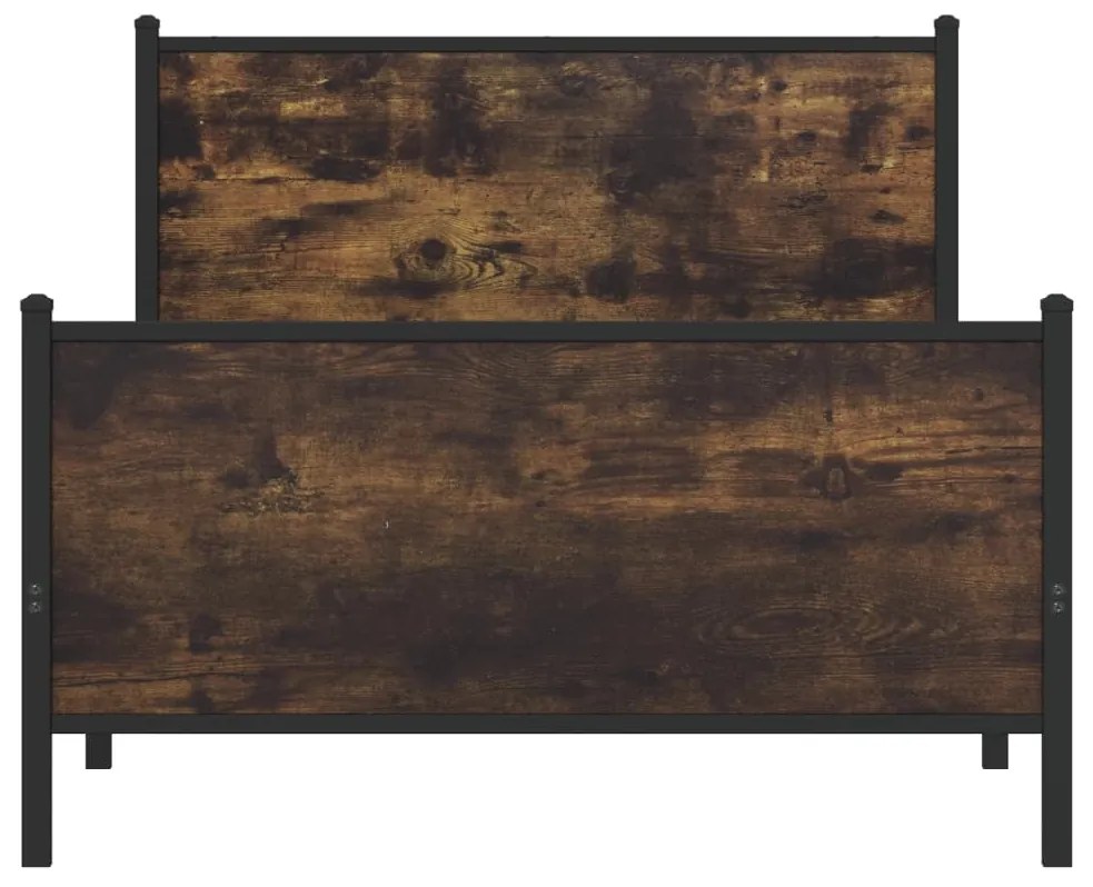 Estrutura de cama sem colchão 100x200 cm metal carvalho fumado