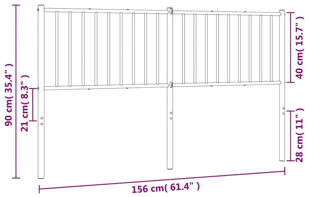 Cabeceira de cama 150 cm metal branco