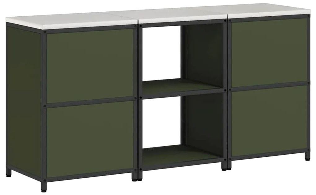 Conjunto de Armazenamento de Cozinha 3 pcs Verde Oliva