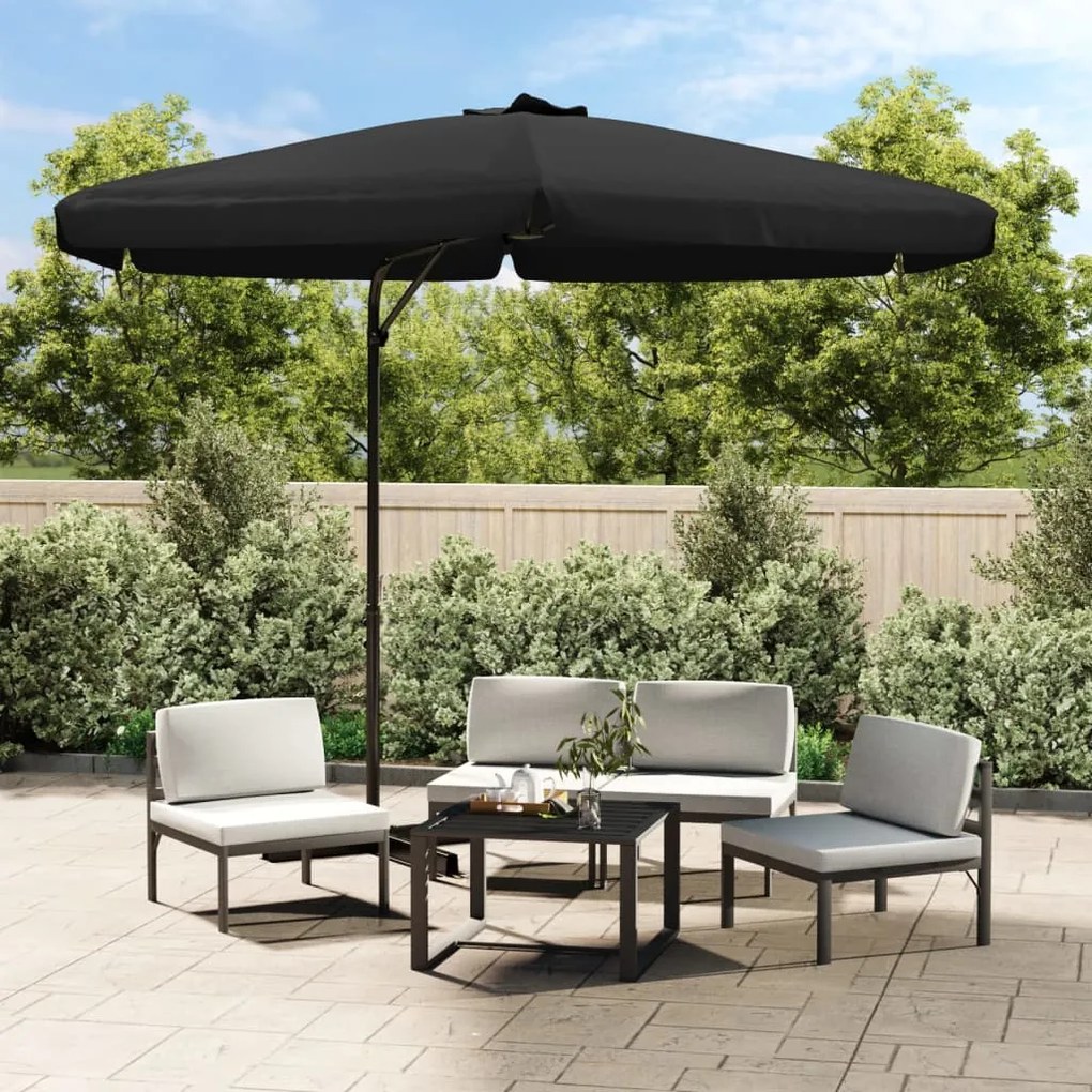 47318 vidaXL Guarda-sol de exterior com mastro de aço 300 cm preto