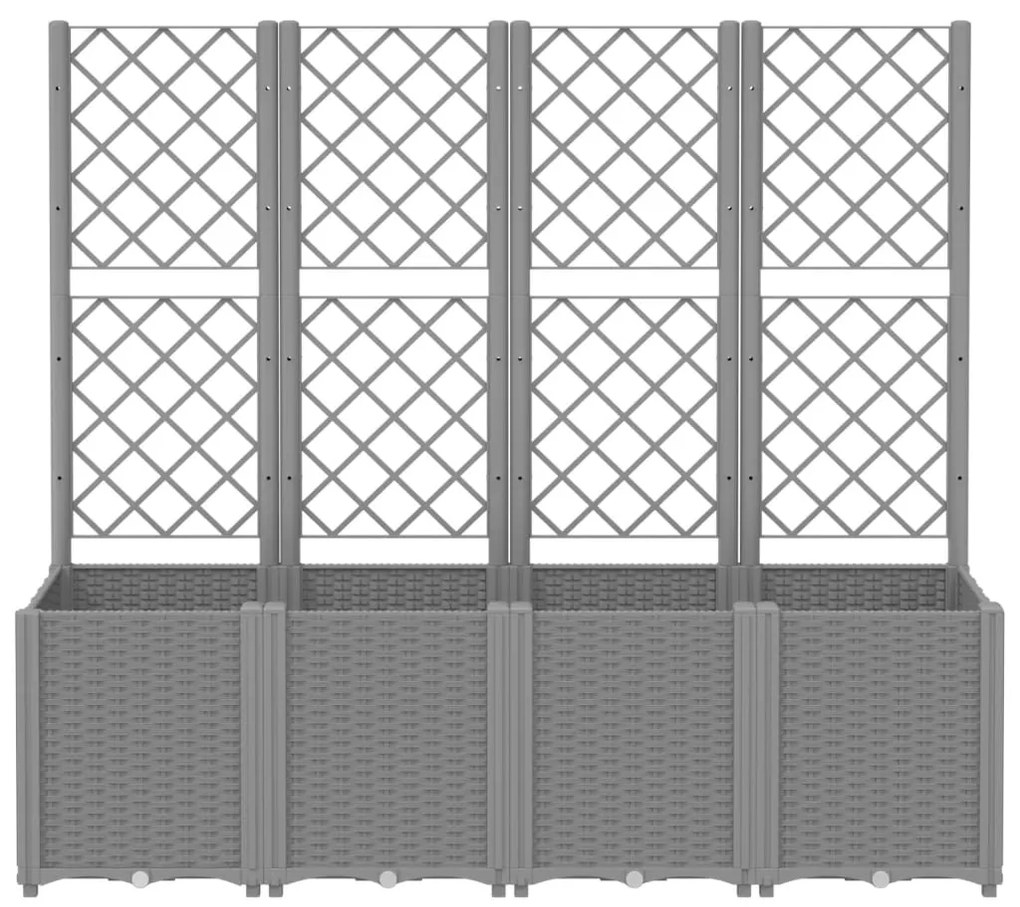 Vaso/floreira jardim c/ treliça 160x40x140 cm PP cinzento-claro