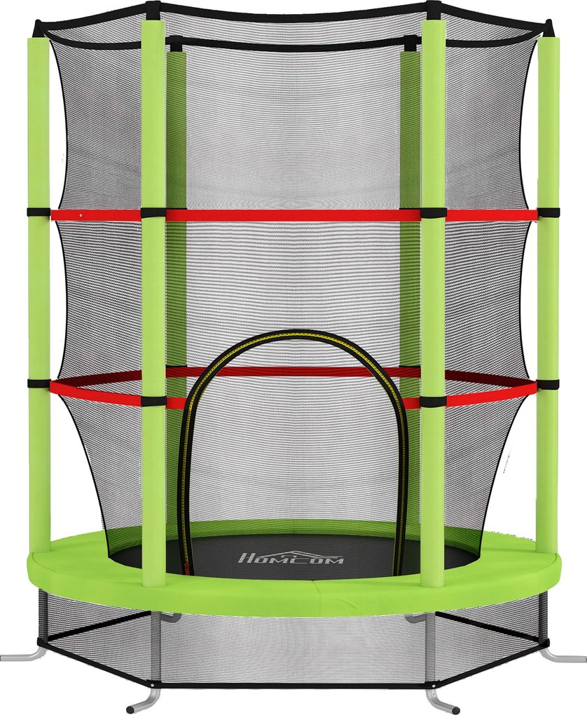 HOMCOM Trampolim Infantil Ø140x190 cm Trampolim para Crianças de 3-6 Anos com Rede de Segurança Carga 45 kg para Interior Verde | Aosom Portugal