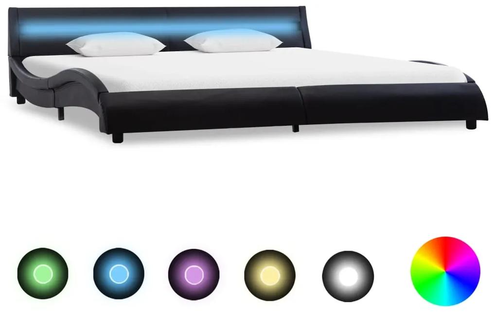285671 vidaXL Estrutura de cama c/ LED 180x200 cm couro artificial preto