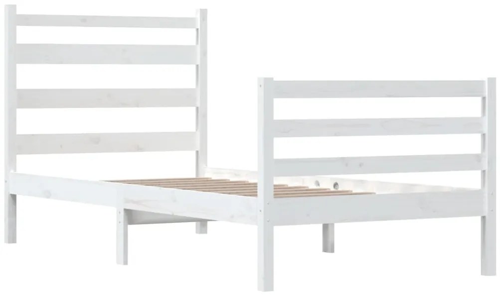 Estrutura de cama 100x200 cm pinho maciço branco
