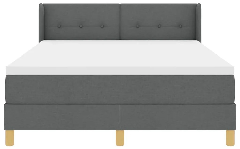 Cama Box com Colchão em Cinza Escuro, 160x200 cm Têxtil.