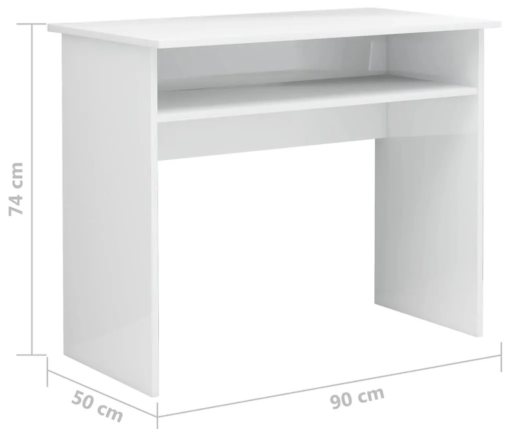 Secretária 90x50x74 cm derivados de madeira branco brilhante