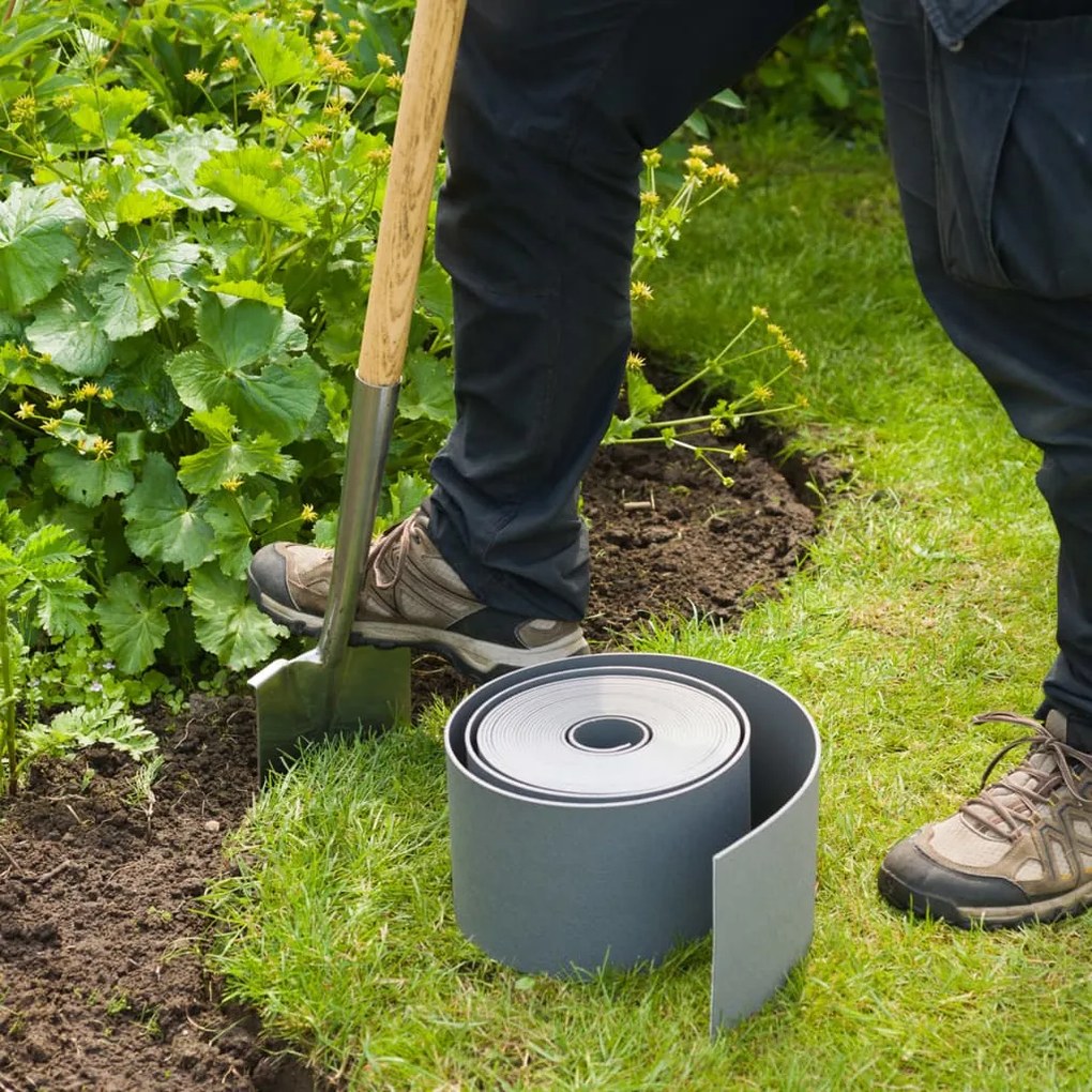 Nature Conjunto limitador de bordas de jardim e estaca cinzento