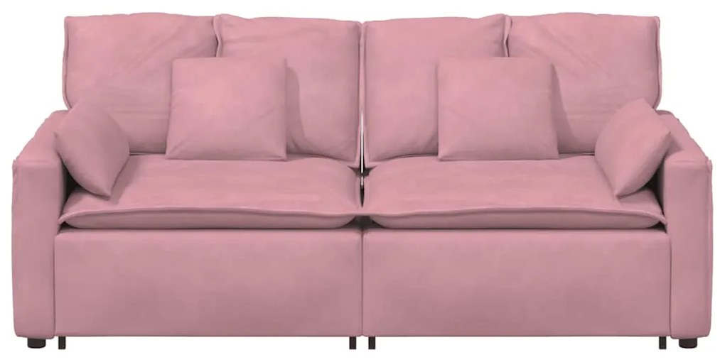 Sofá modular com almofadas rosa