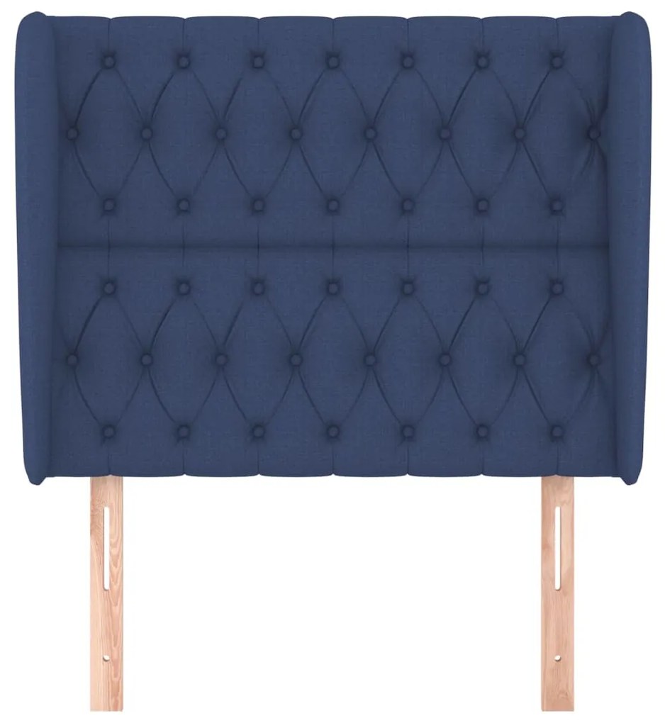 Cabeceira de cama c/ abas tecido 93x23x118/128 cm azul