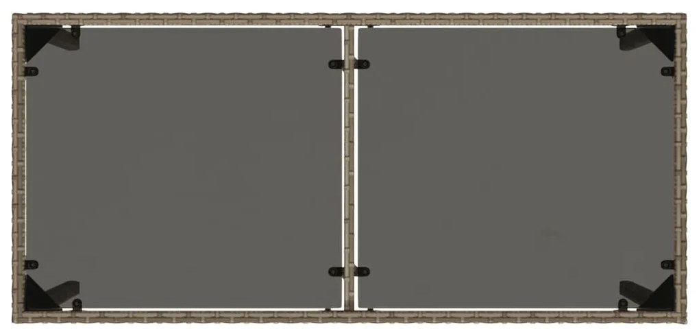 Mesa de jardim com tampo de vidro 115x54x74 cm vime PE cinza