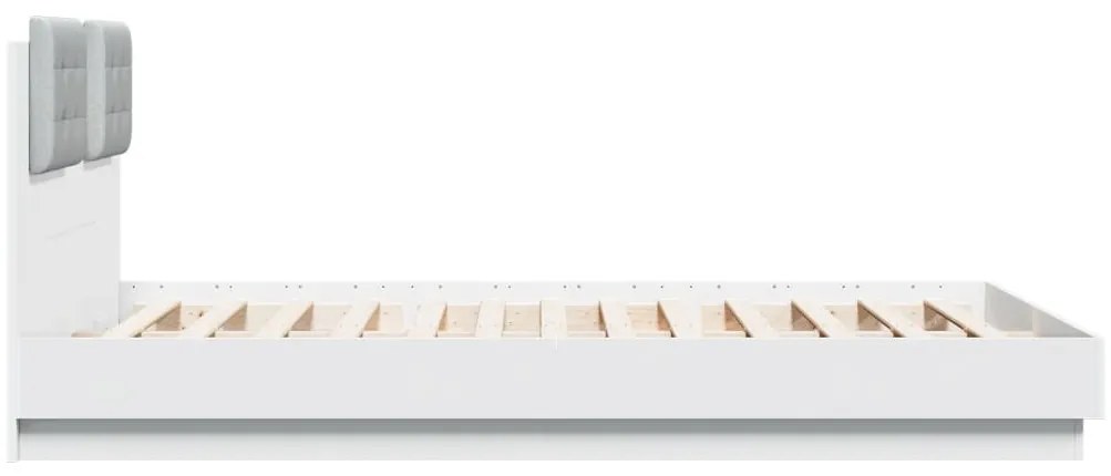Estrutura de cama com cabeceira e luzes LED 140x200 cm branco