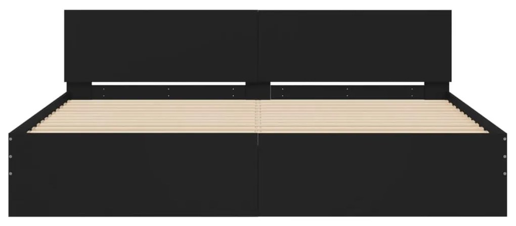 Estrutura de cama com cabeceira 180x200 cm preto