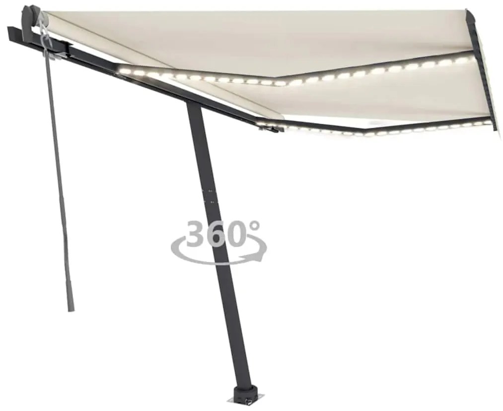 Toldo automático com LED e sensor de vento 300x250 cm creme