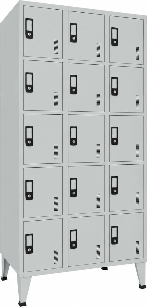 Cacifo Metálico Triplo 15 Portas Cinza 1900×900×500 mm com Chave - Standard