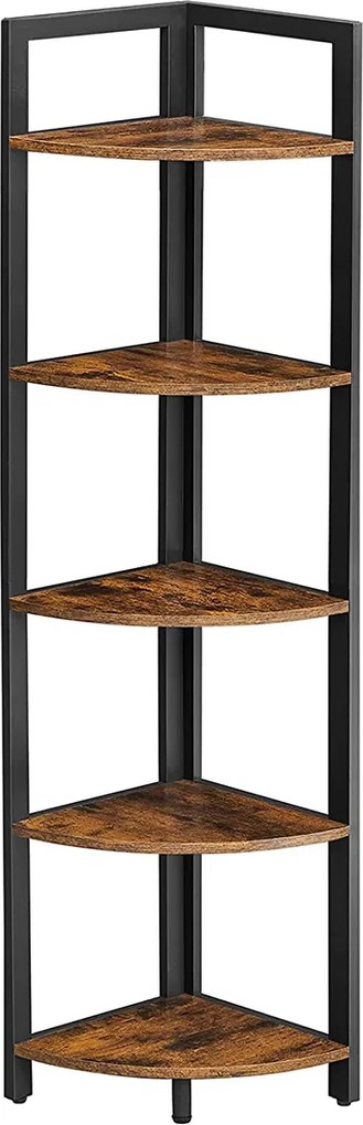 Estante de canto com 5 prateleiras 30 x 30 x 150 cm Castanho Vintage-preto