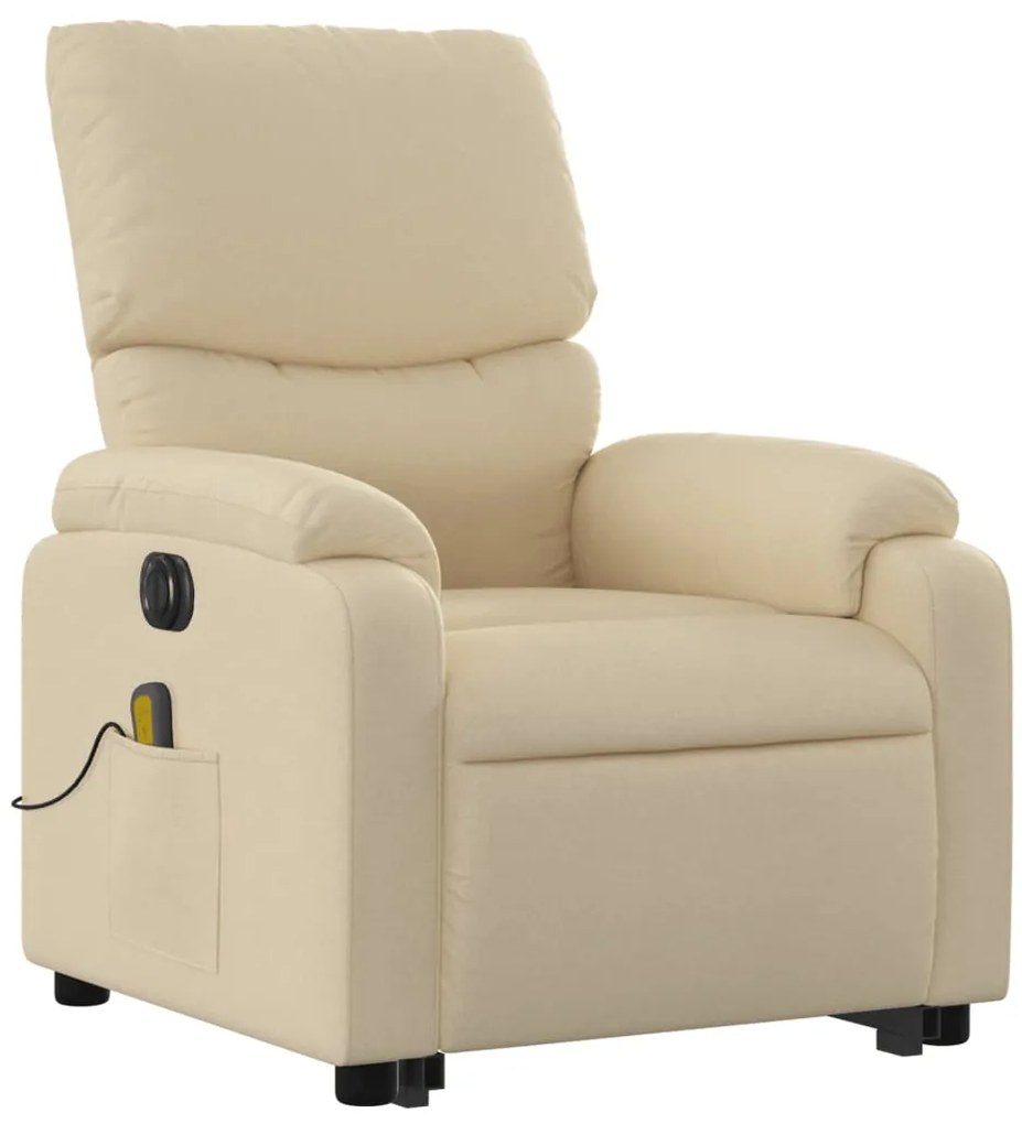 Poltrona elétrica elevatória massagens tecido creme