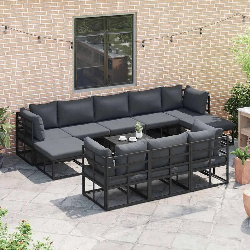 Conjunto de Sofá de Jardim 10 pcs Preto 353 x 141,5 x 71 cm