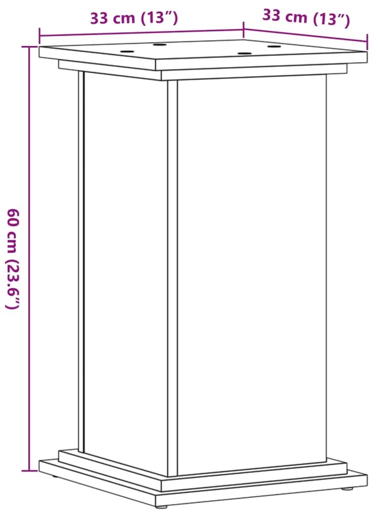 Suporte p/ plantas 33x33x60 cm derivados madeira cinza sonoma