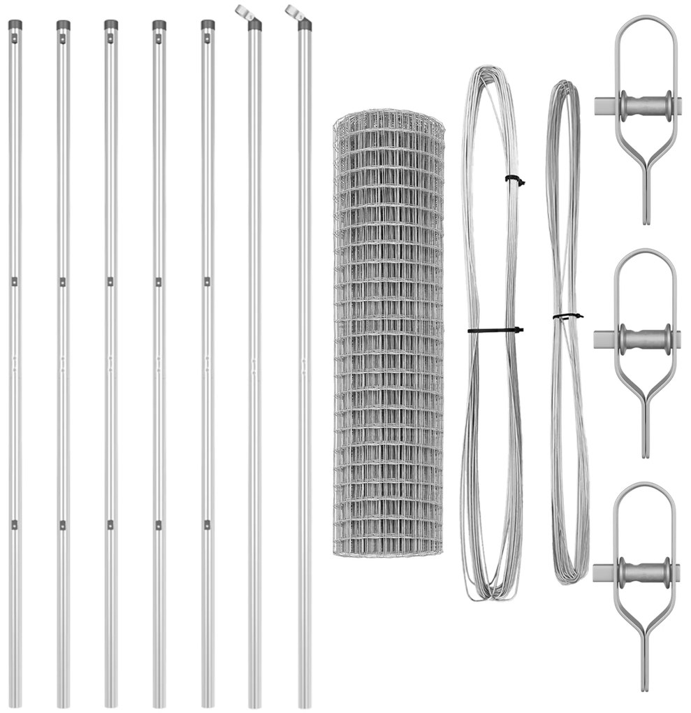 Cerca Euro com 7 Postes 1x10 m Aço Galvanizado