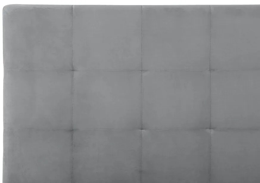 Cama de casal com arrumação em veludo cinzento 160 x 200 cm LORIENT Beliani