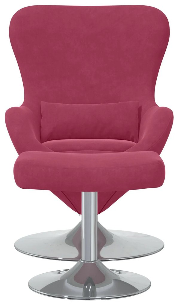 Poltrona Egg vidaXL com Puff Veludo Vermelho