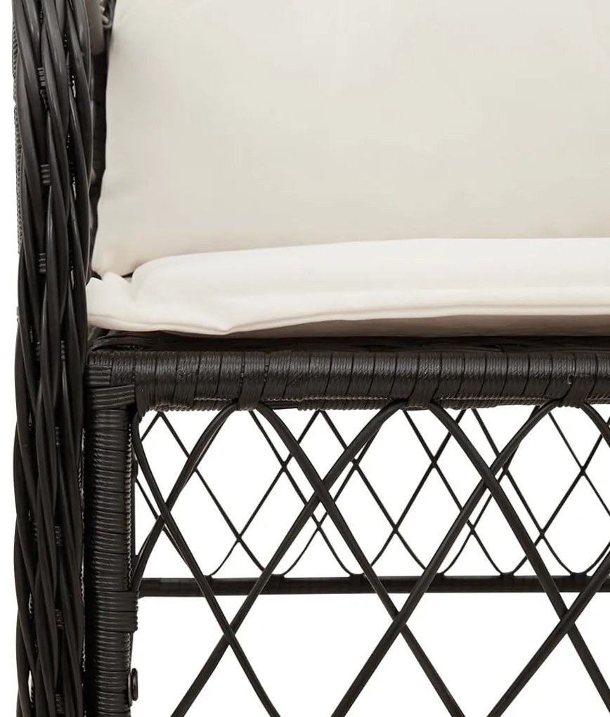 3 pcs conjunto de bistrô com almofadões vime PE preto