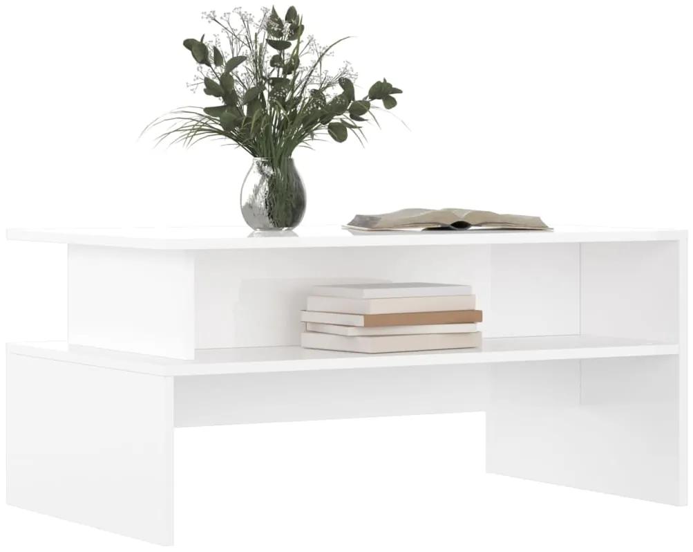 Mesa de centro 90x55x42,5 cm derivados madeira branco brilhante