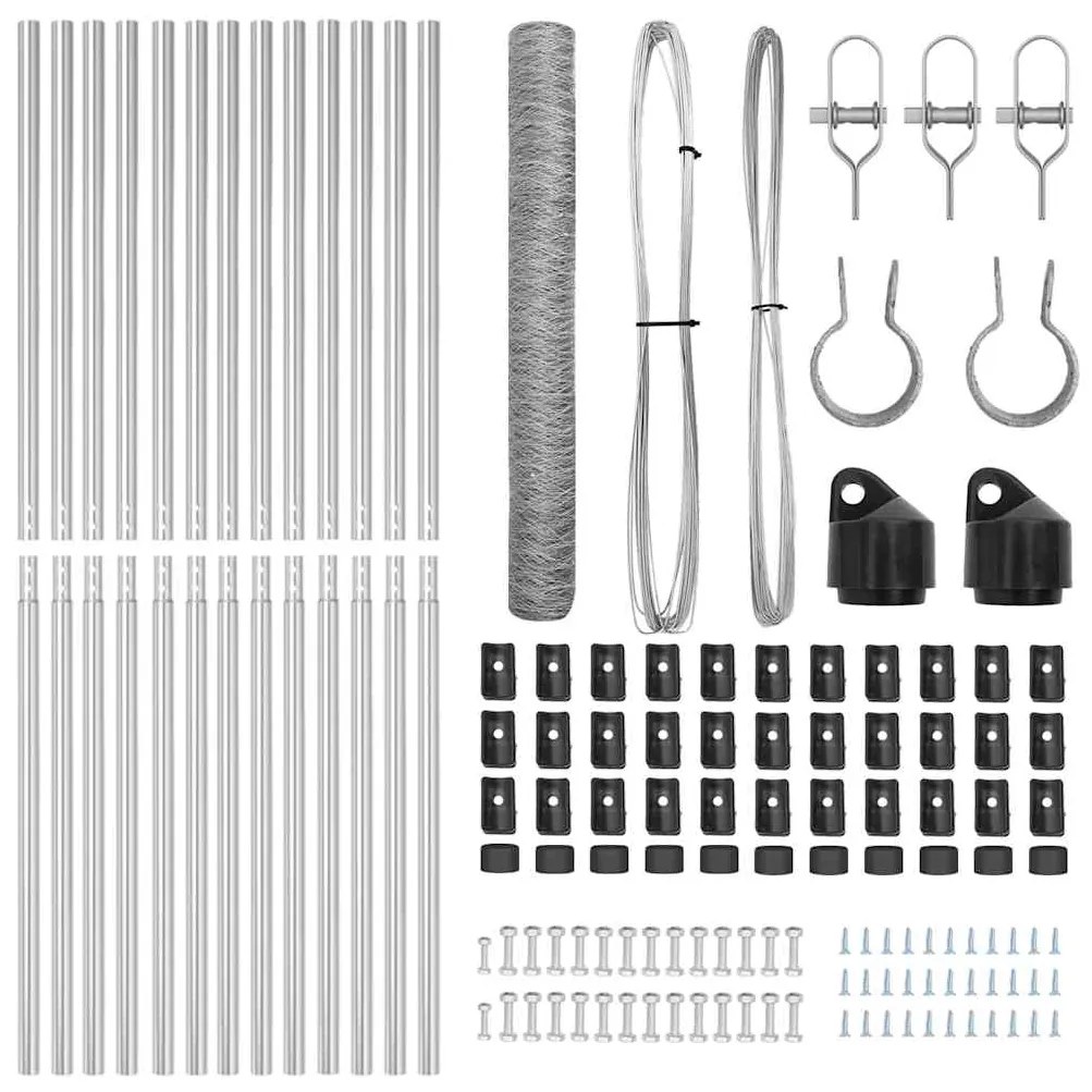 Conjunto de Cercas Conjunto de 2 Aço Galvanizado 25 x 1,2 m