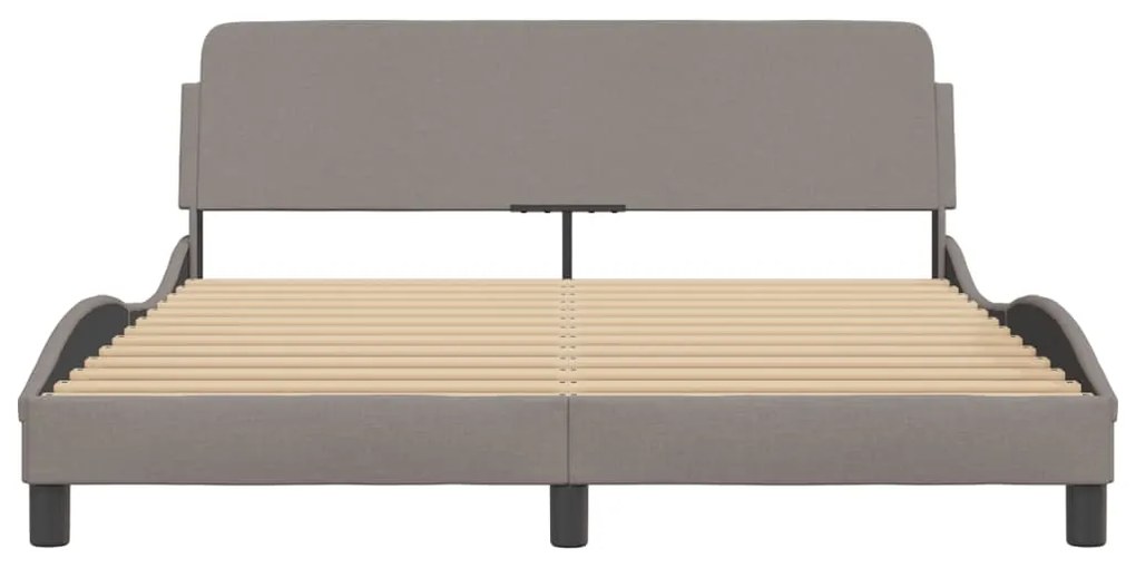 Cama sem colchão 160x200 cm tecido castanho-acinzentado