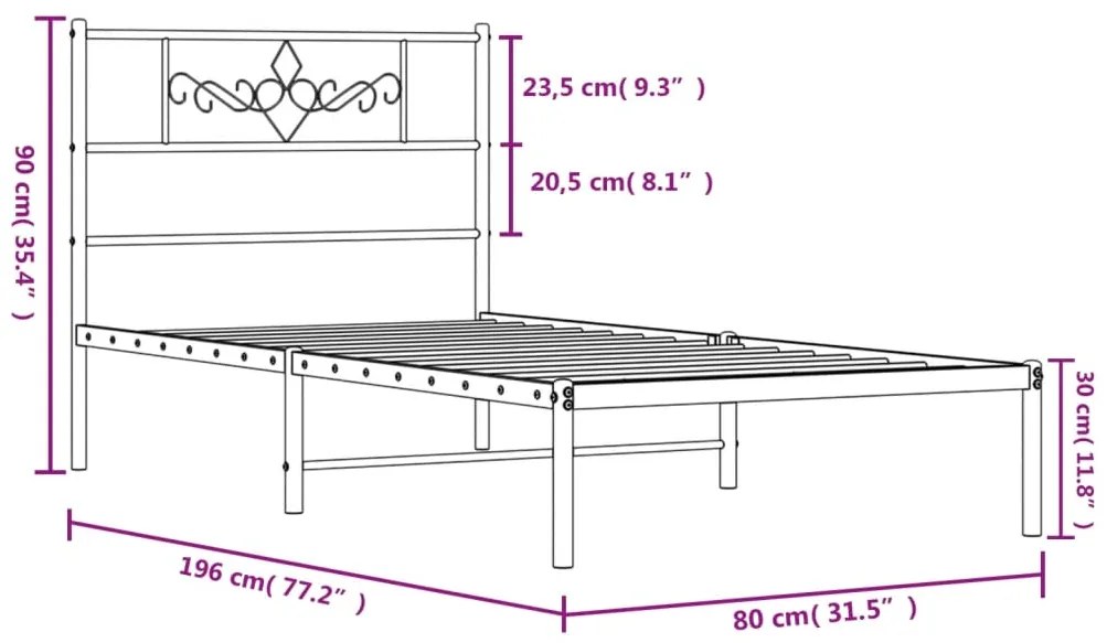 Estrutura de cama sem colchão com cabeceira 75x190 cm branco