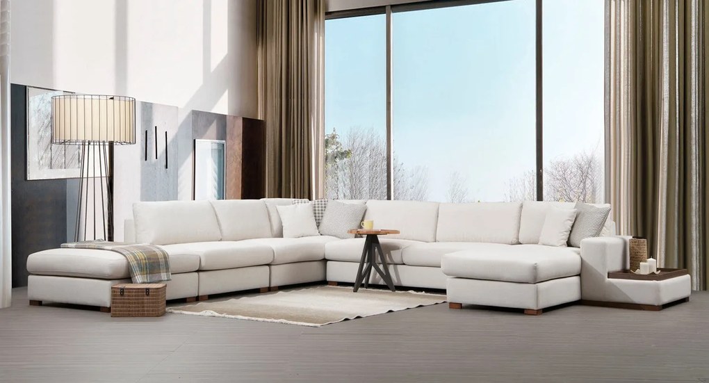 Sofá de Canto "Lusso" – Bege - 374x428 cm - Elegância e Conforto Super