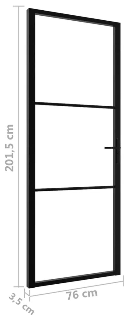 Porta de interior em vidro ESG e alumínio 76x201,5 cm preto