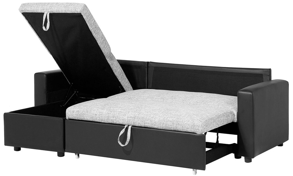 Sofá-cama de canto à esquerda com 3 lugares em tecido cinzento TAMPERE Beliani