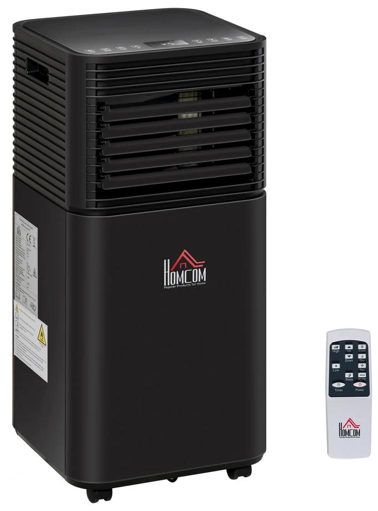 HOMCOM Ar Condicionado Portátil 5000BTU 4 em 1 Desumidificador Refrigerador R290 Móvel com 2 Velocidades Controlo Remoto Ecrã LED Temporizador 30,5x32,5x68cm Preto