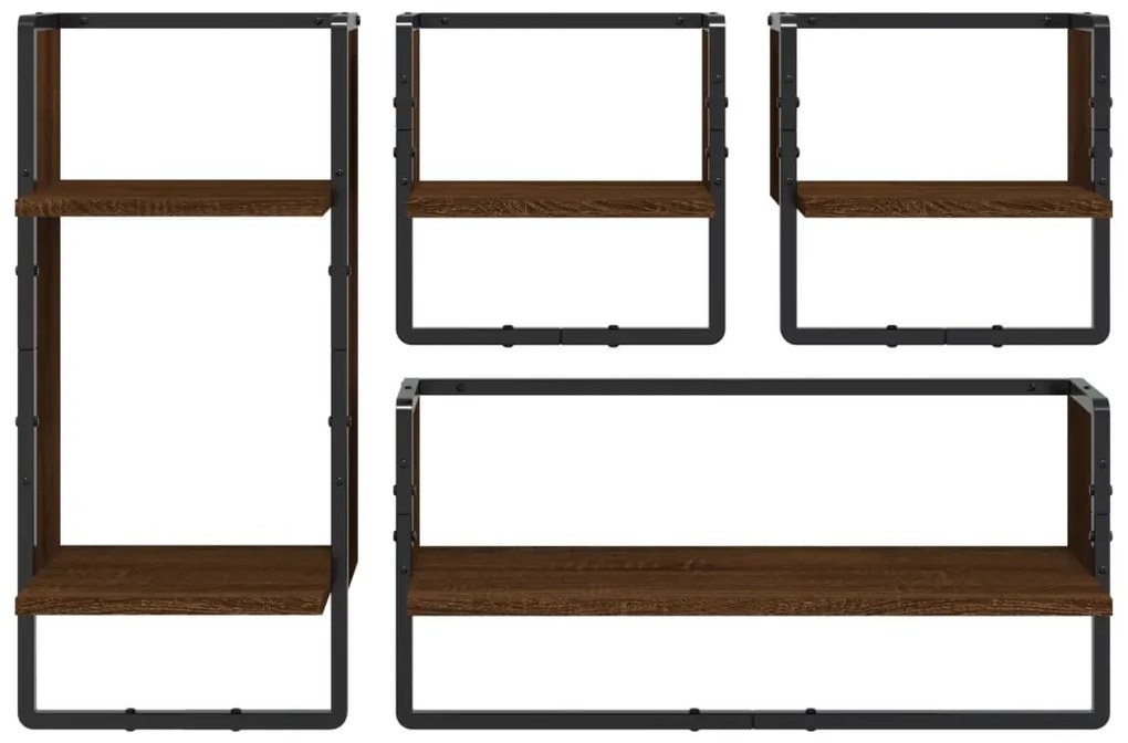 4 pcs prateleiras parede derivados de madeira carvalho castanho