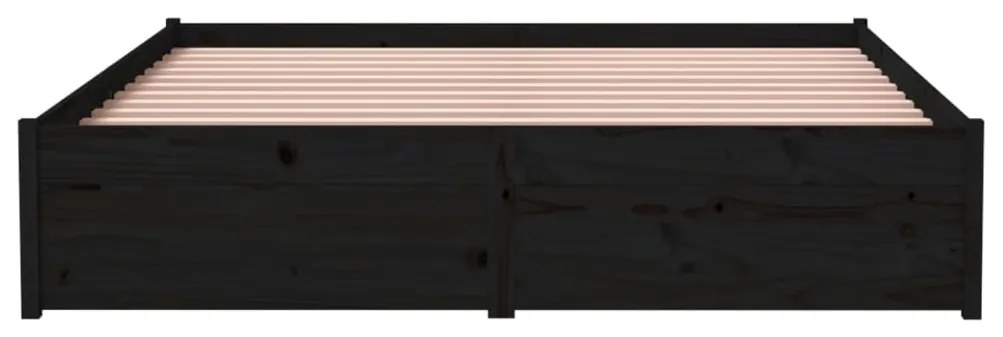 Estrutura de cama 140x190 cm madeira maciça preto