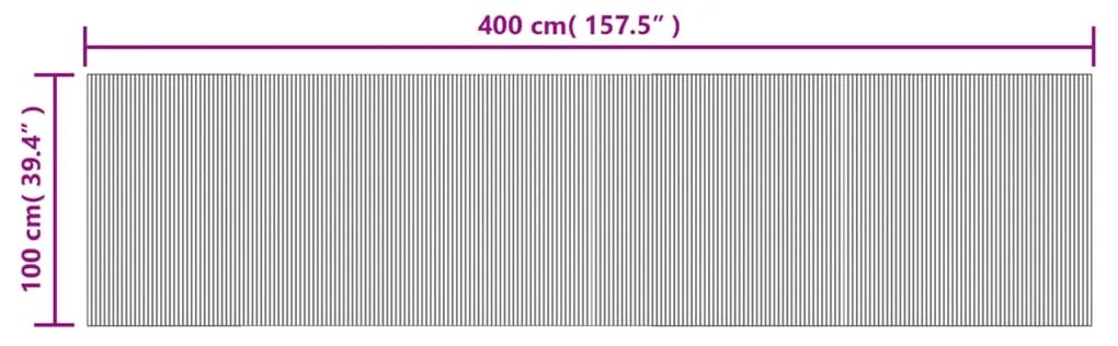 Tapete retangular 100x400 cm bambu cinzento