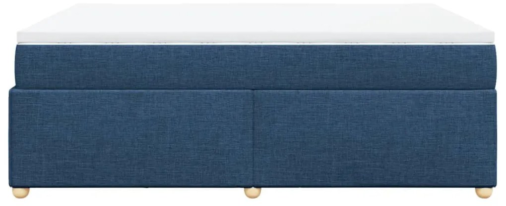 Cama com molas/colchão 160x200 cm tecido azul