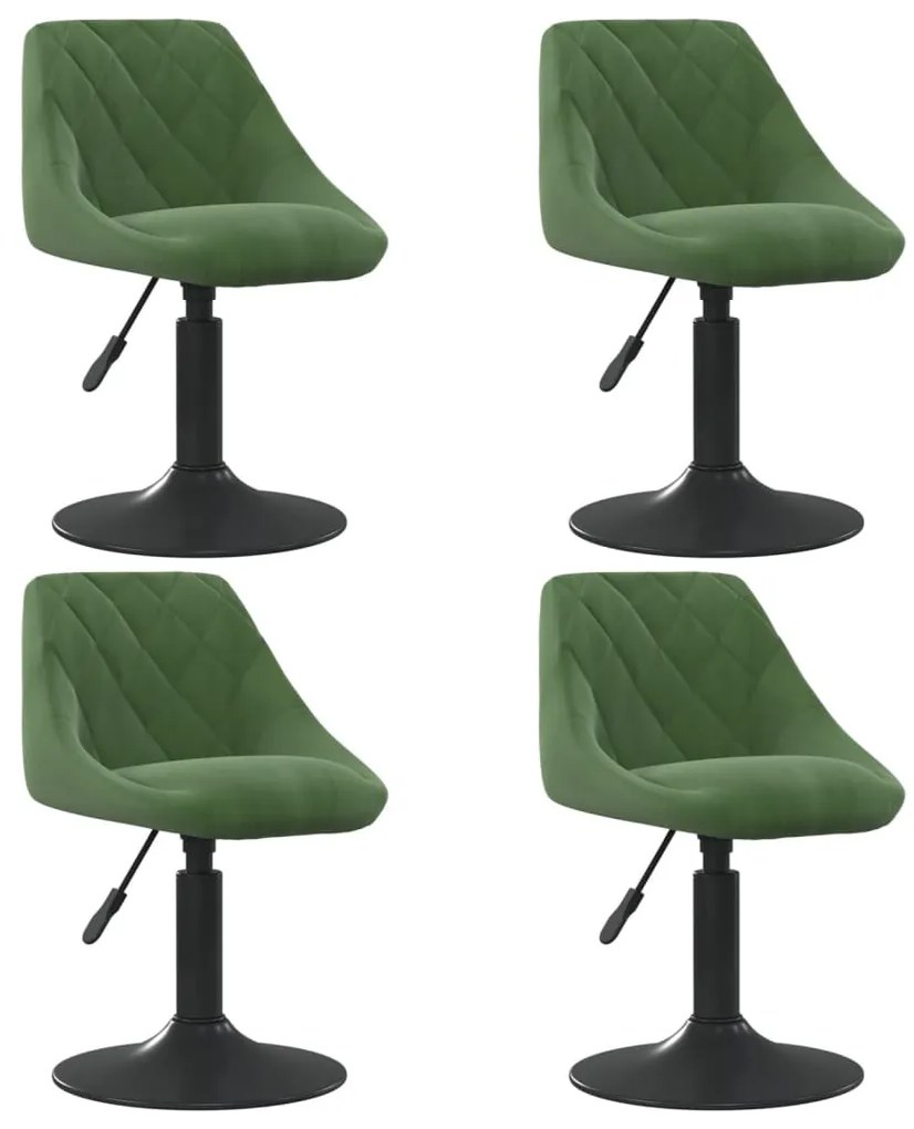 Cadeiras de jantar giratórias 4 pcs veludo verde-escuro