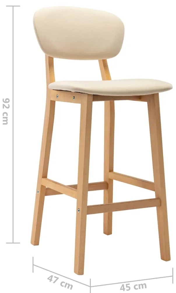 Bancos de bar 2 pcs tecido cor creme