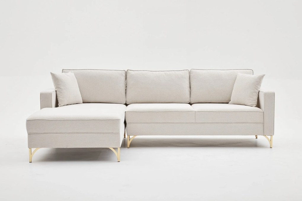Sofá de Canto Berlin – Creme Dourado – 258x83x181 cm