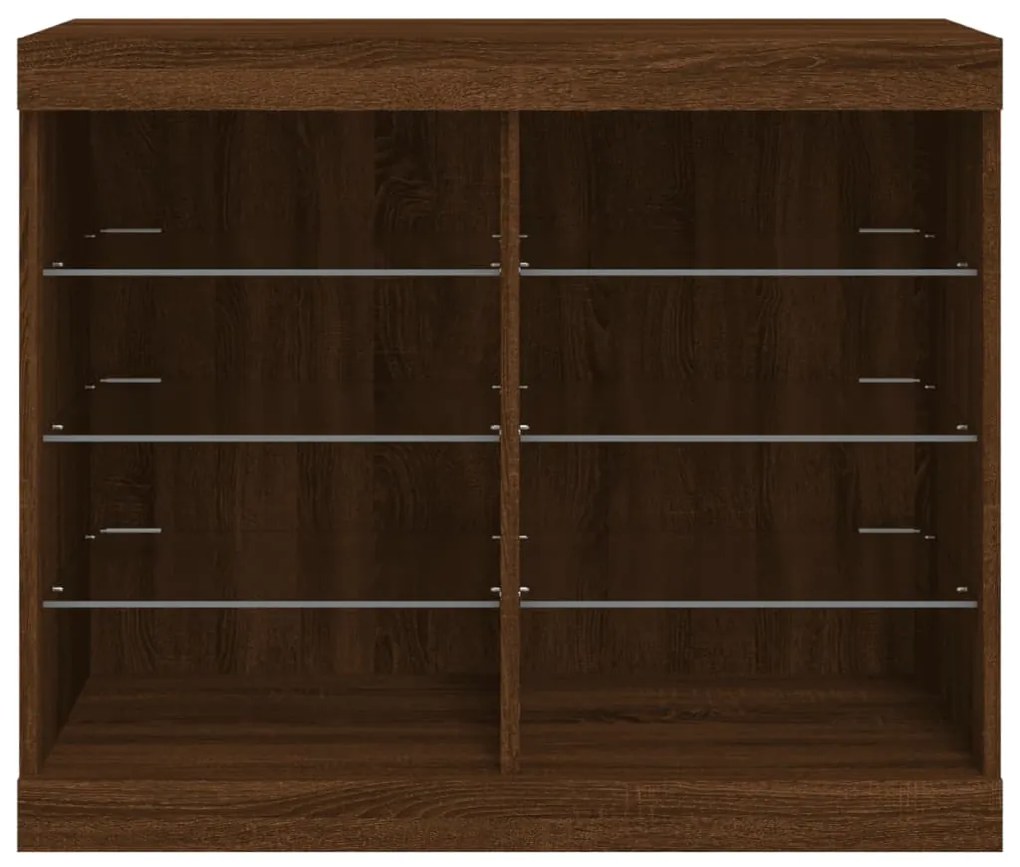 Aparador com luzes LED 81x37x67 cm carvalho castanho