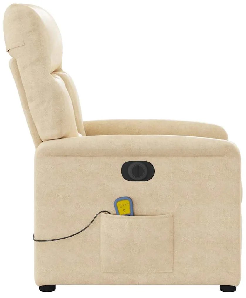 Poltrona de massagens reclinável elétrica microfibra cor creme