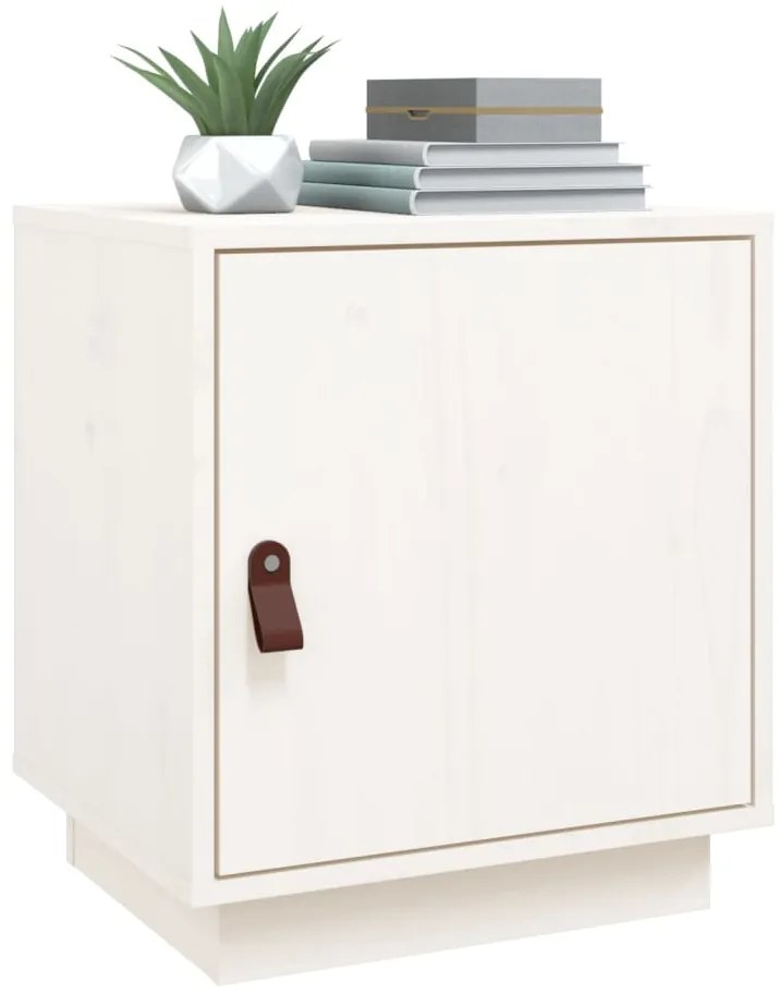 Mesa de cabeceira 40x34x45 cm madeira de pinho maciça branco