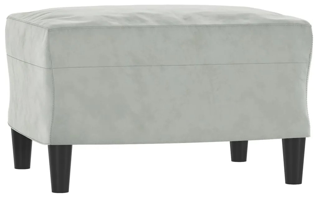 Poltrona com apoio de pés 60 cm veludo cinzento-claro