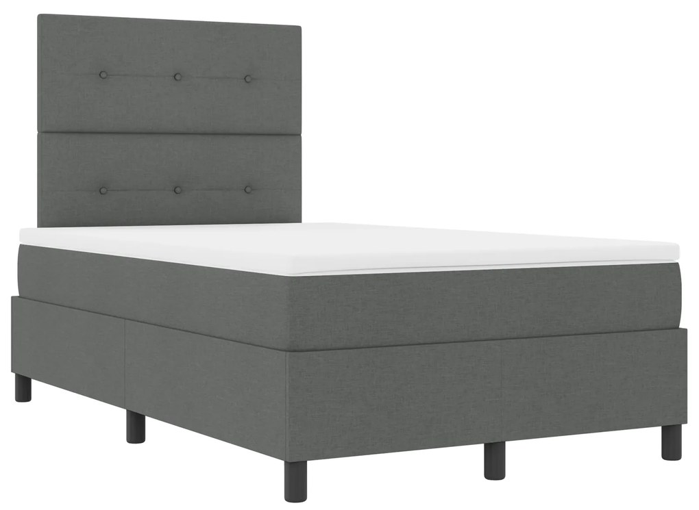 Cama Box Spring com Colchão Cinza Escuro 120x200 cm Tecido