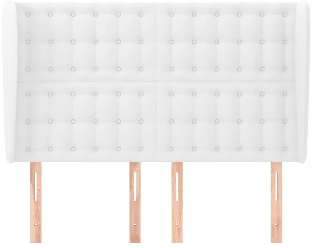 Cabeceira cama c/ abas couro artificial 147x23x118/128cm branco