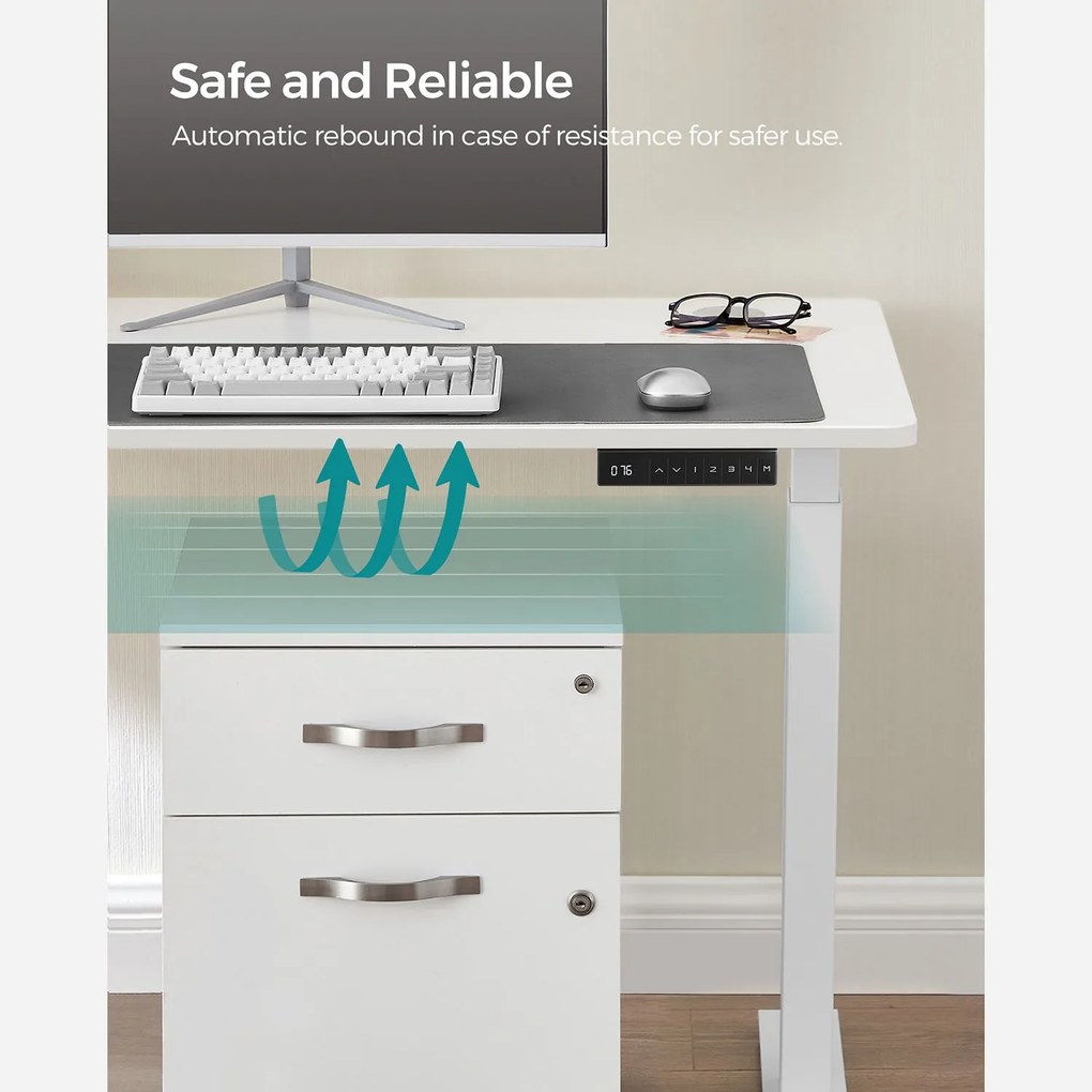 Estrutura Secretária regulável em altura sem tampo com motor duplo 60 x (107,5-175) x (69-115) cm Branco